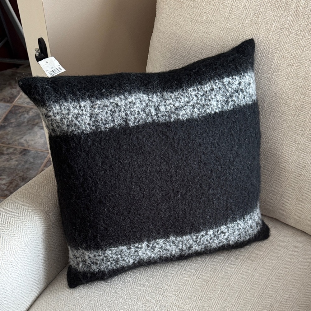 HBC Black and Gray Striped wool cushion